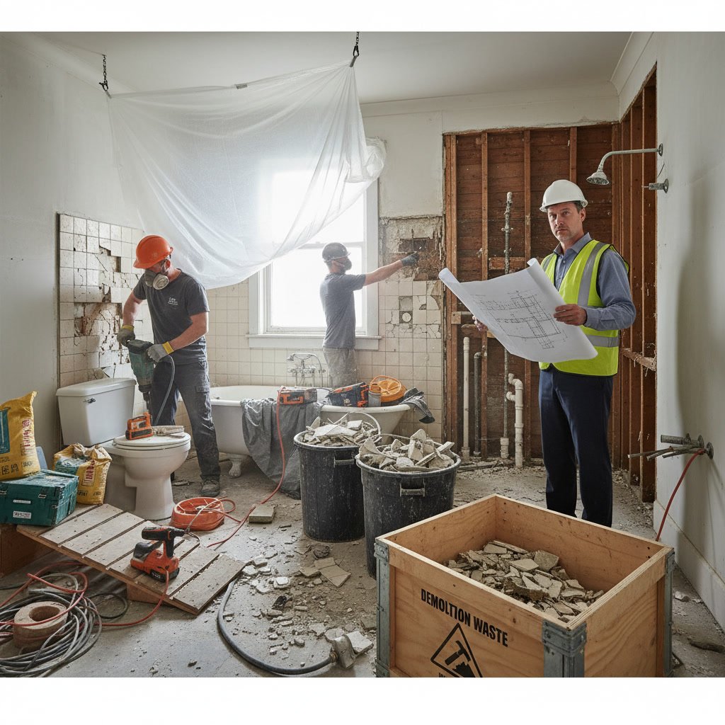 Modern bathroom remodel meeting current building codes and safety standards
