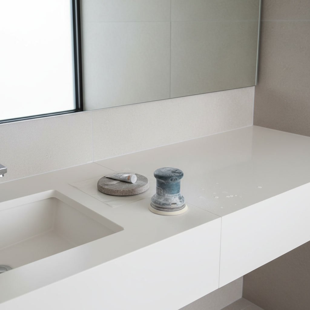 Comparison of granite quartz and marble bathroom countertop samples