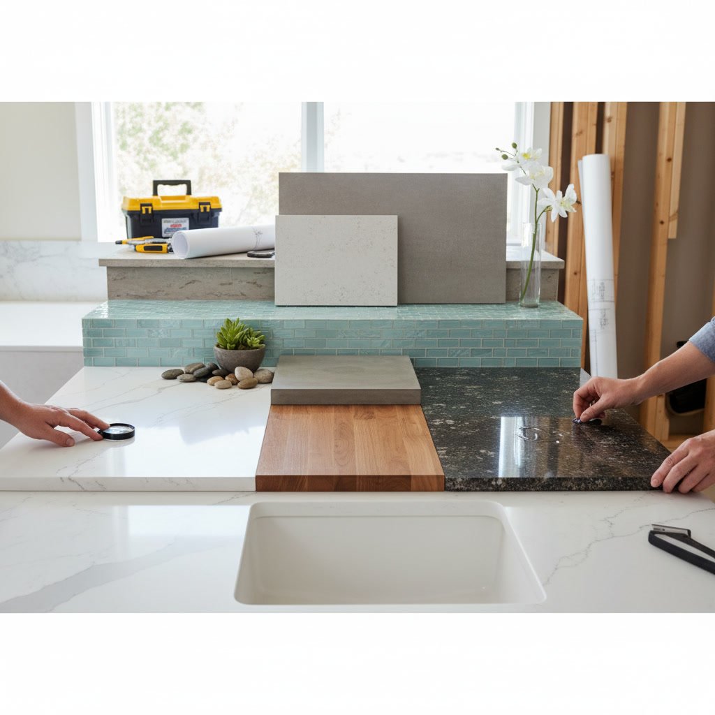 Elegant bathroom featuring premium countertop materials and modern fixtures